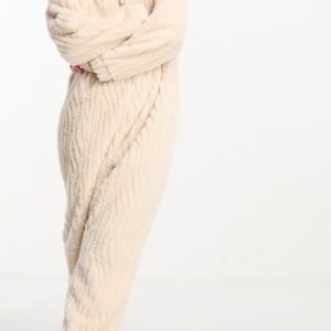 Cream Cable Knit Jumpsuit with Relaxed Fit